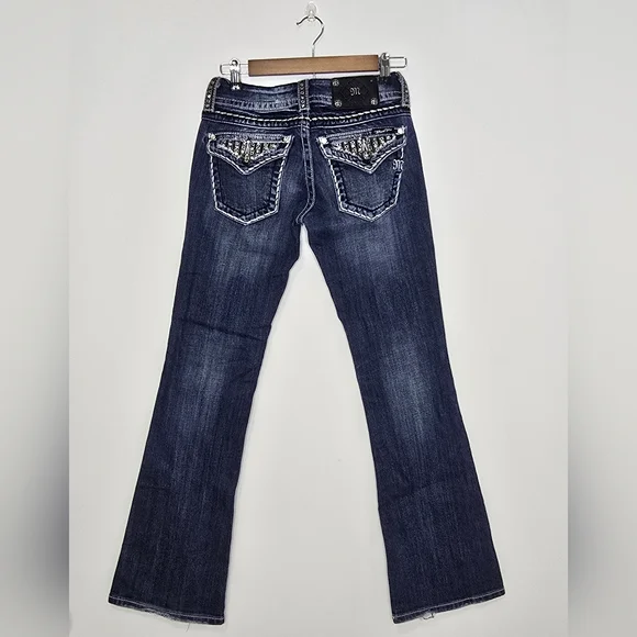 Miss Me Bootcut Jeans Size 26 Buckle Rhinestone Studded Pocket Y2K Size 26 - Picture 1 of 16